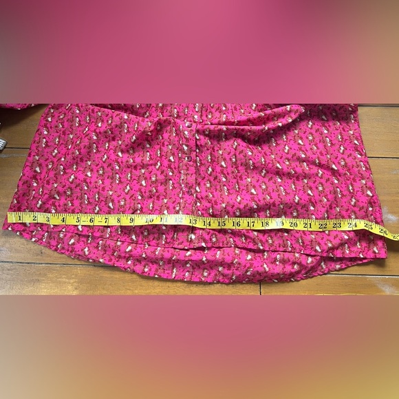Joie Floral Peasant Blouse Fuchsia Ruffled Button Down Prairie Shirt Deep Pink - Picture 15 of 15